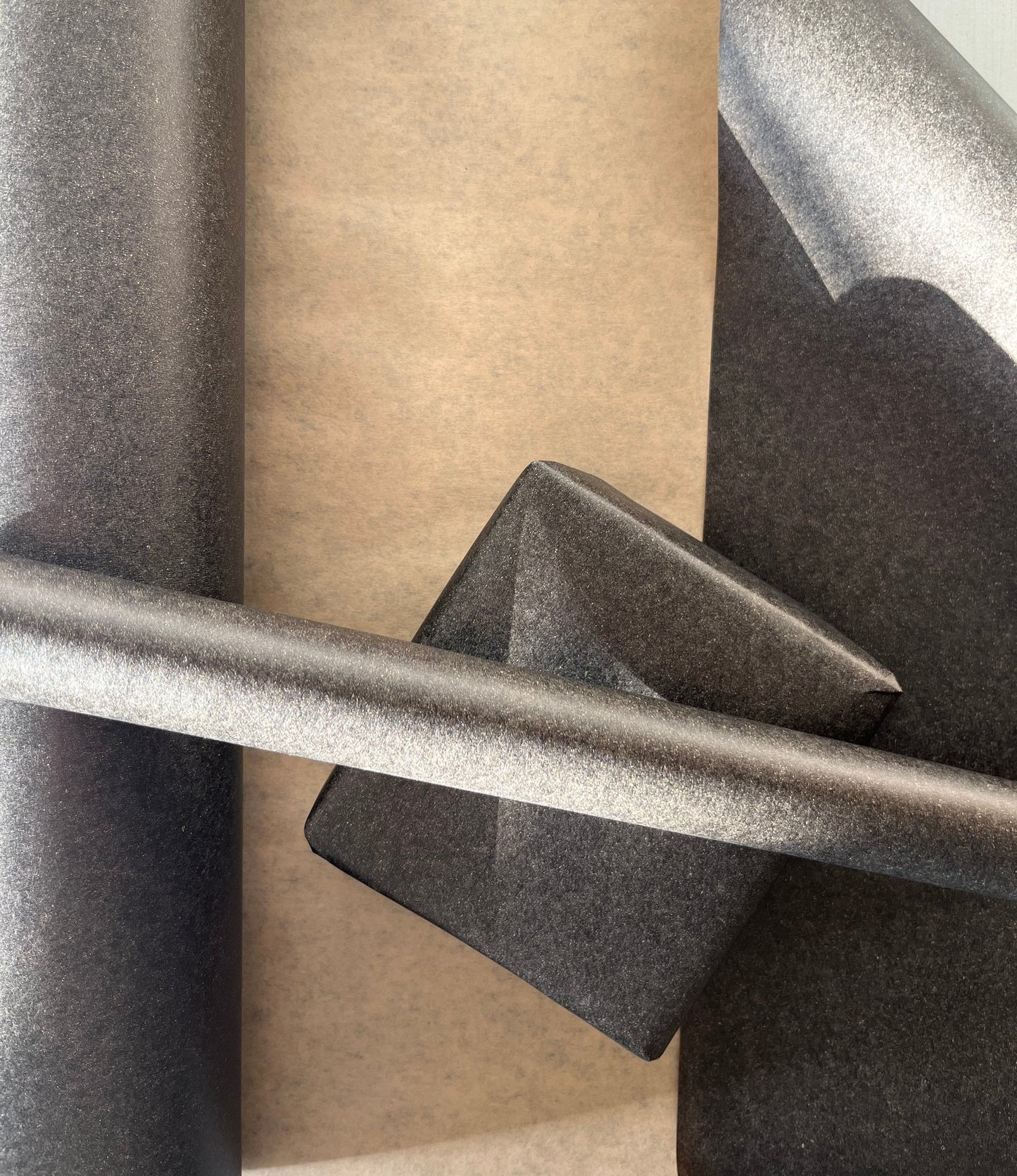 Wrapping Paper Matt Black Grey Graphite 50CM Wide Eco Friendly, 100% Recycled Kraft | Recyclable, Sustainable, Plastic Free Gift Wrap