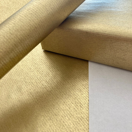 Wrapping Paper Gold 50CM Wide Eco Friendly, 100% Recycled Kraft | Recyclable, Sustainable, Plastic Free Gift Wrap