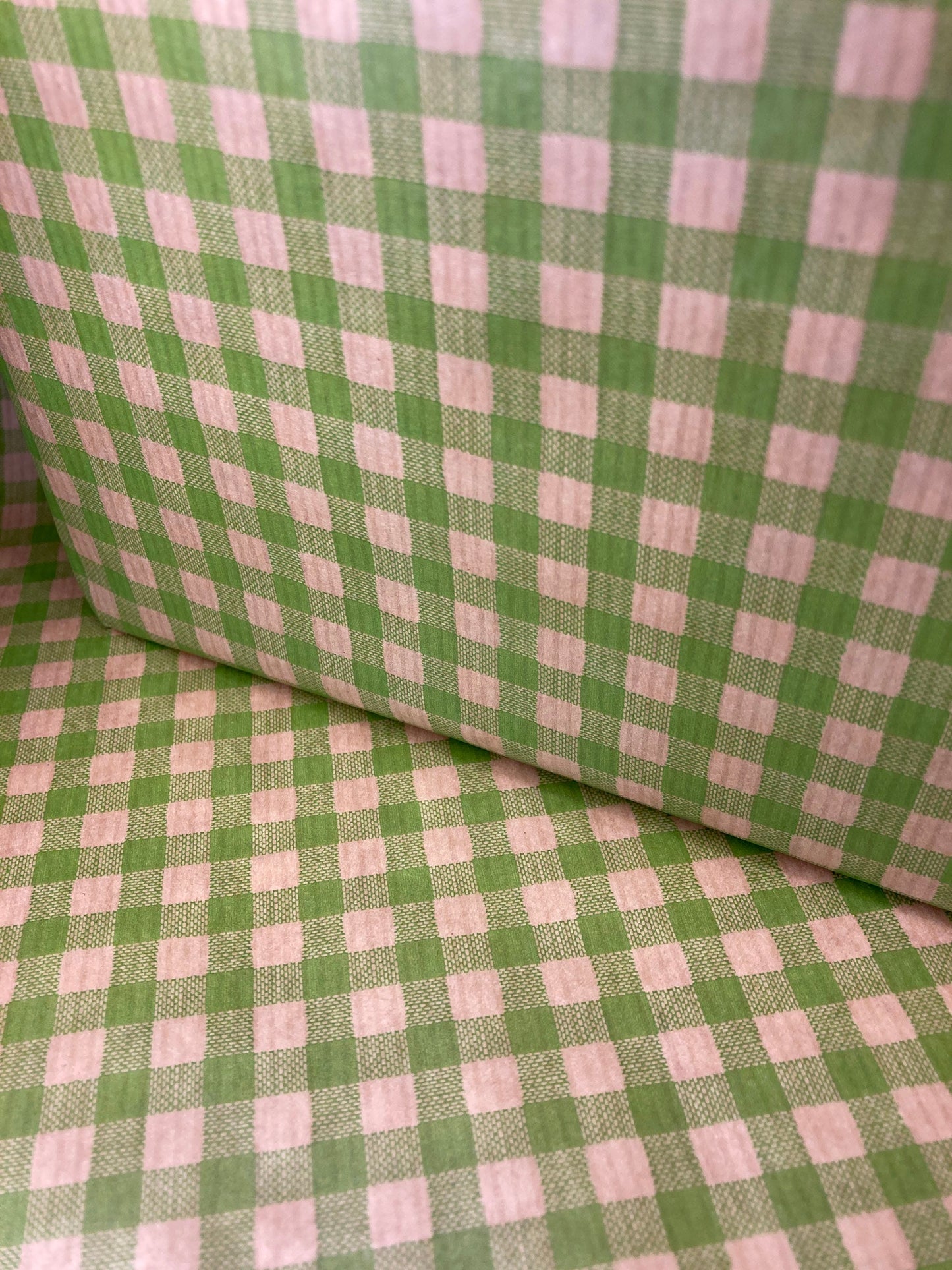 Wrapping Paper Lime Green Gingham Check 50CM Wide Eco Friendly, 100% Recycled Kraft | Recyclable, Sustainable, Plastic Free Gift Wrap