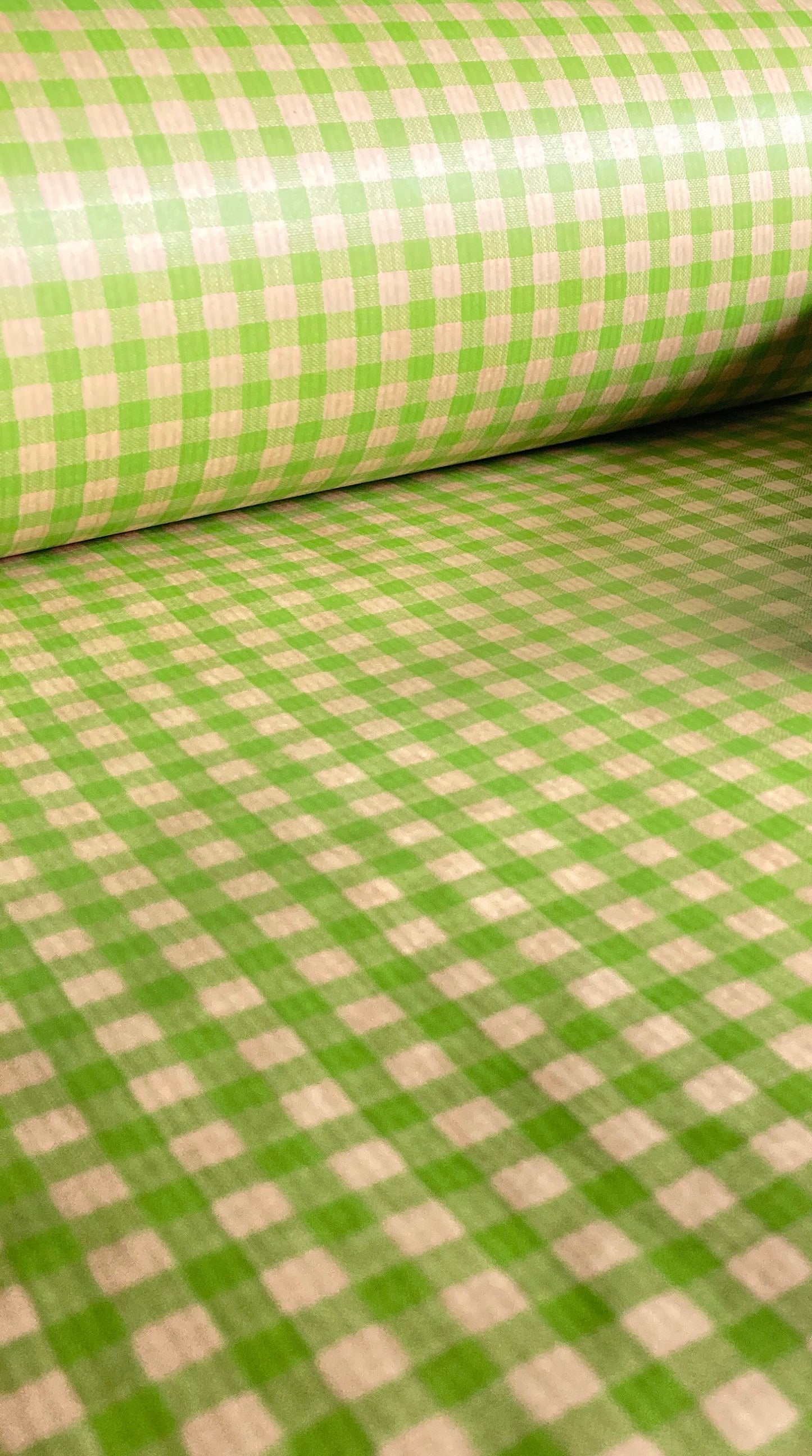 Wrapping Paper Lime Green Gingham Check 50CM Wide Eco Friendly, 100% Recycled Kraft | Recyclable, Sustainable, Plastic Free Gift Wrap