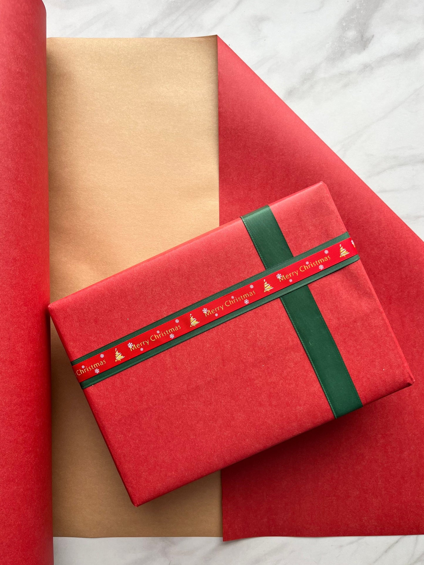 Wrapping Paper Matt Red 50CM Wide Eco Friendly, 100% Recycled Kraft | Recyclable, Sustainable, Plastic Free Gift Wrap