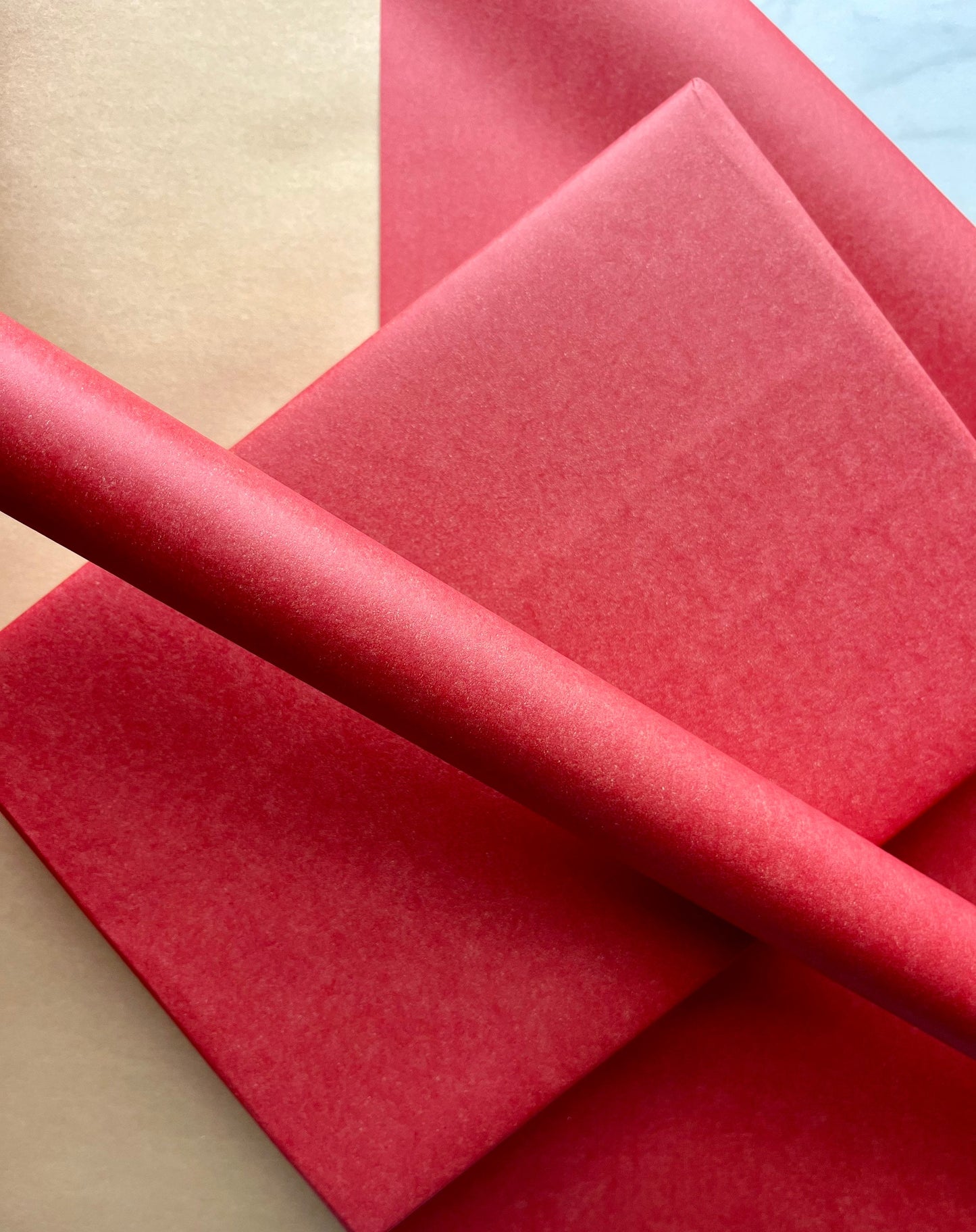 Wrapping Paper Matt Red 50CM Wide Eco Friendly, 100% Recycled Kraft | Recyclable, Sustainable, Plastic Free Gift Wrap