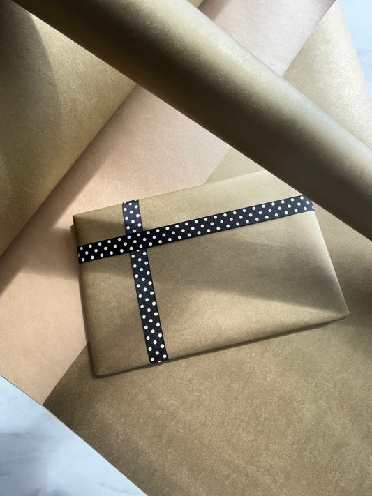 Wrapping Paper Matt Gold 50CM Wide Eco Friendly, 100% Recycled Kraft | Recyclable, Sustainable, Plastic Free Gift Wrap