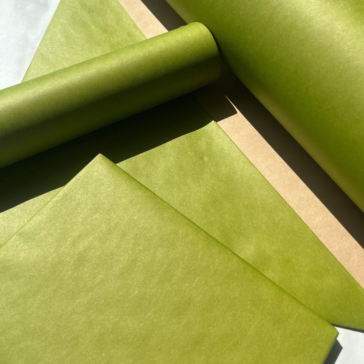 Wrapping Paper Matt Lime Green 50CM Wide Eco Friendly, 100% Recycled Kraft | Recyclable, Sustainable, Plastic Free Gift Wrap