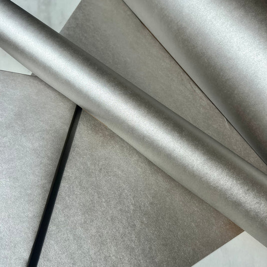 Wrapping Paper Matt Silver 50CM Wide Eco Friendly, 100% Recycled Kraft | Recyclable, Sustainable, Plastic Free Gift Wrap