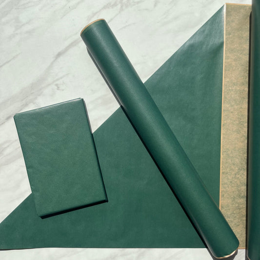 Wrapping Paper Green Lined 50CM Wide Eco Friendly, 100% Recycled Kraft | Recyclable, Sustainable, Plastic Free Gift Wrap