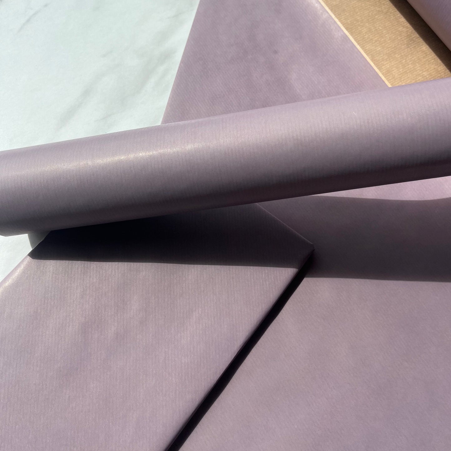 Wrapping Paper Purple Lilac Lined 50CM Wide Eco Friendly, 100% Recycled Kraft | Recyclable, Sustainable, Plastic Free Gift Wrap