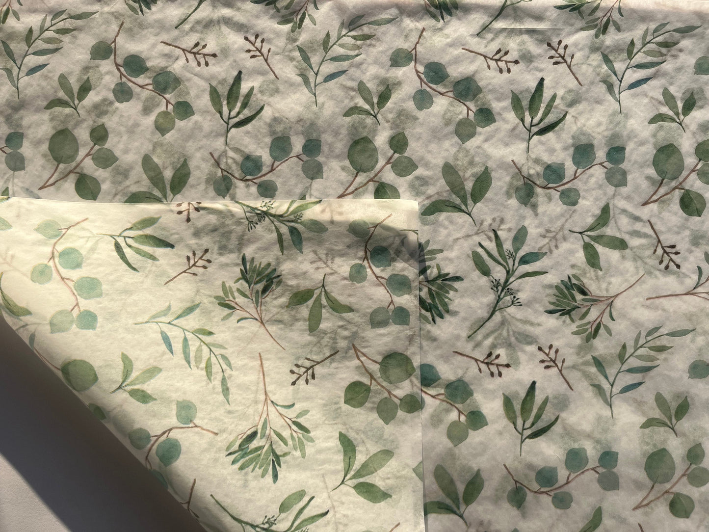 Tissue Paper Eucalyptus Botanical Print Luxury Thick 18GSM Sheets Eco Friendly Full Size 75cm x 50cm 1-10 Sheets Folded