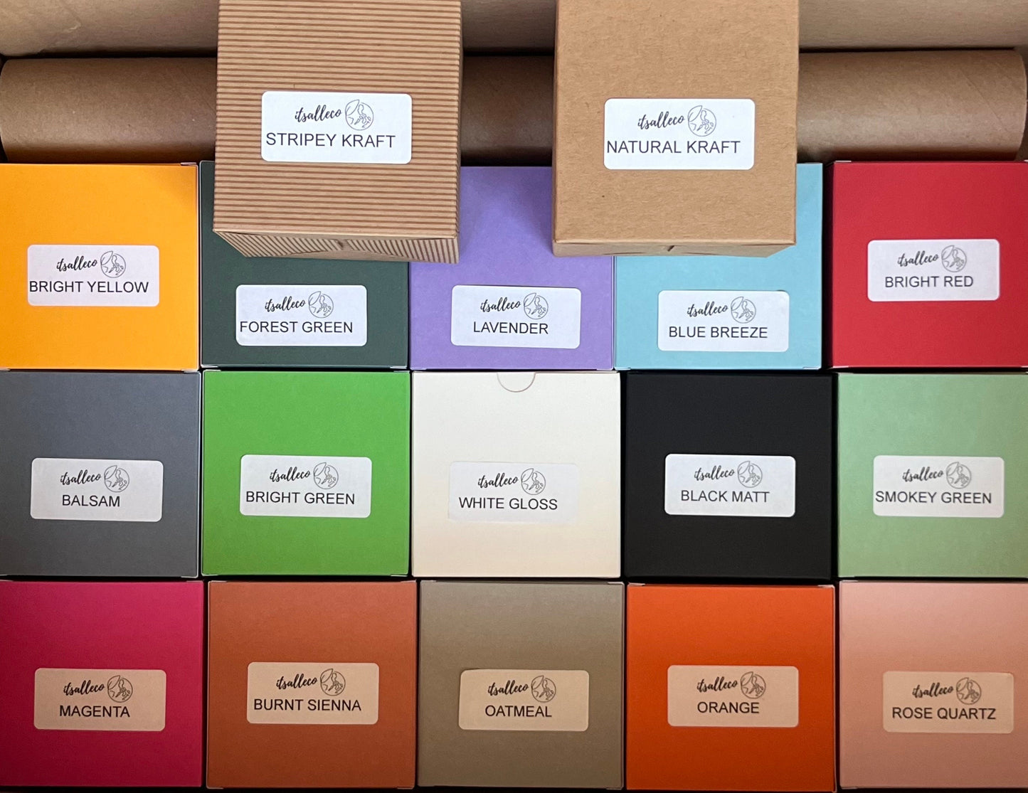 White Gloss Kraft Coloured Flat Pack Gift Candle Boxes 10x10x10 cm, Advent Calendar, Recycled and recyclable.