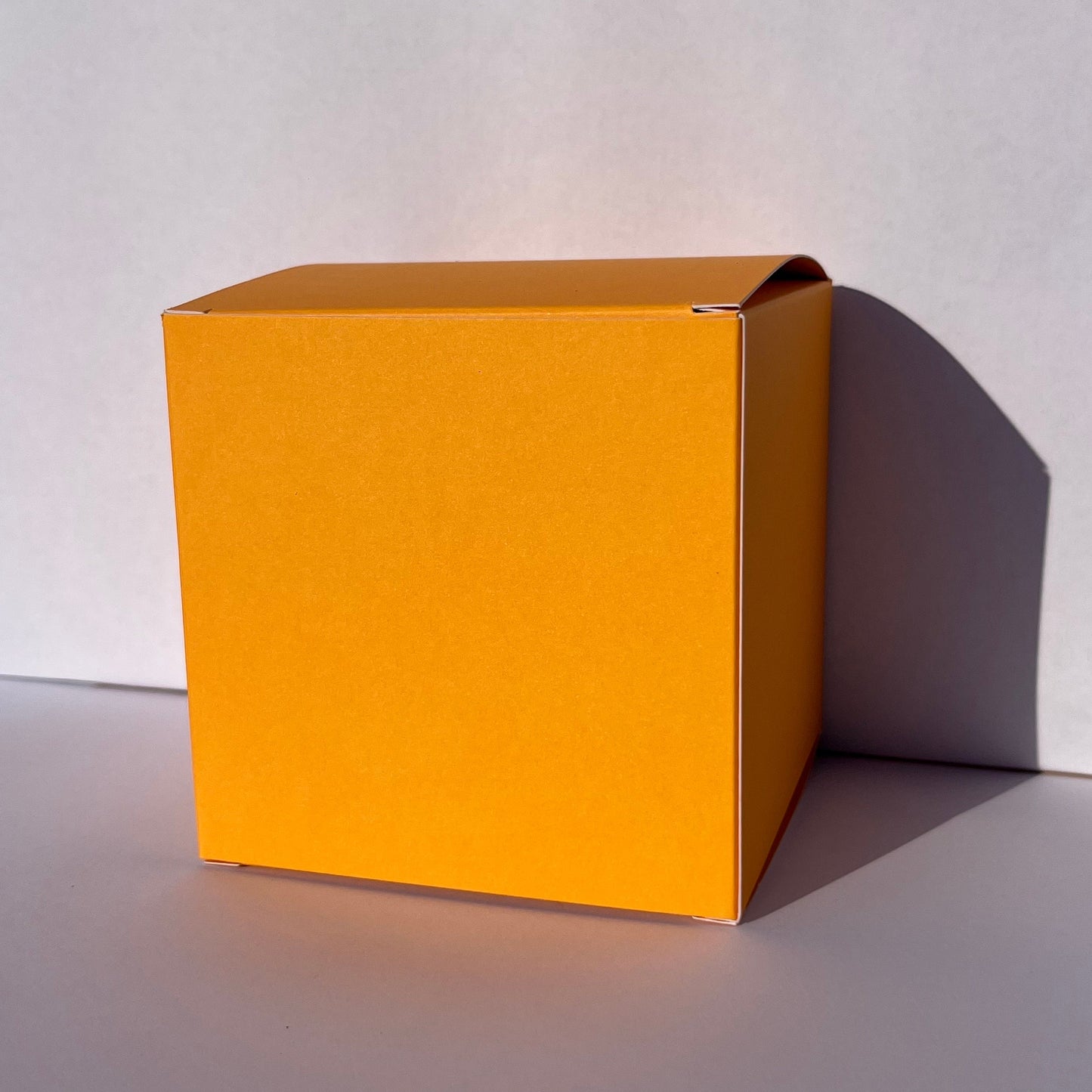 Bright Yellow Kraft Coloured Flat Pack Gift Candle Boxes 10x10x10 cm, Advent Calendar, Recycled and recyclable.
