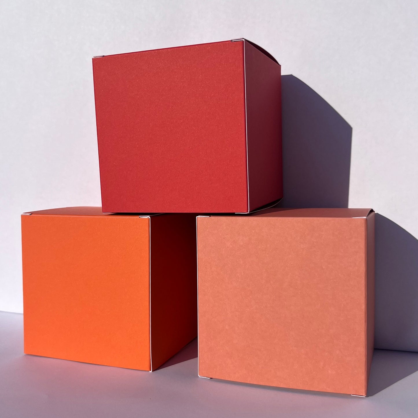 Bright Red Kraft Coloured Flat Pack Gift Candle Boxes 10x10x10 cm, Advent Calendar, Recycled and recyclable.
