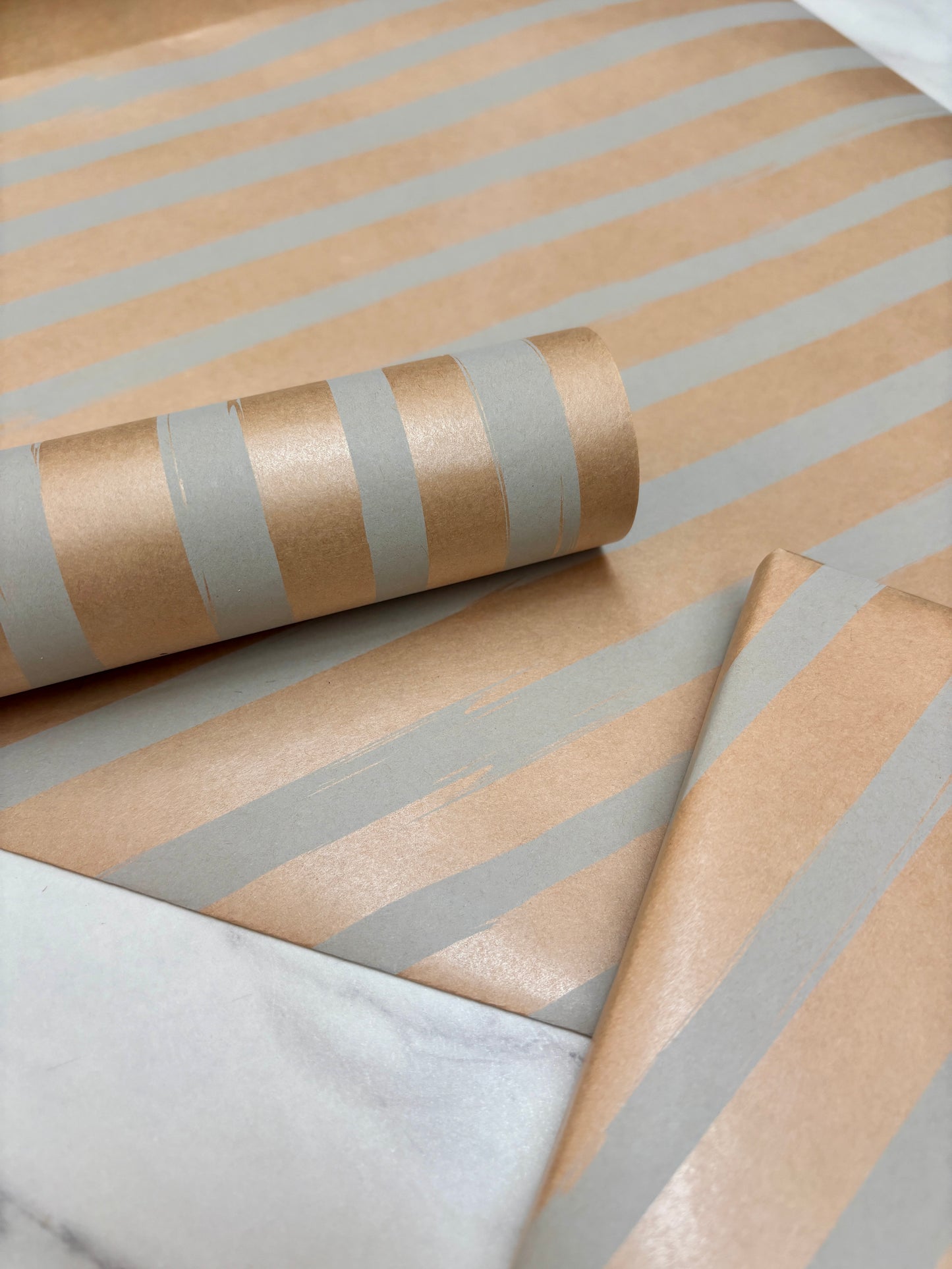 Wrapping Paper Blue Painted Stripes 50CM Wide Eco Friendly, 100% Recycled Kraft | Recyclable, Sustainable, Plastic Free Gift Wrap (Copy)
