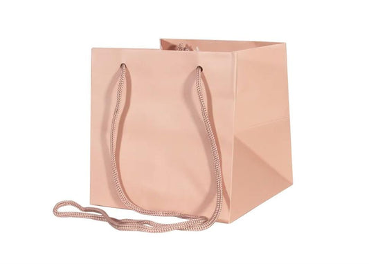 Premium Luxury Rose Gold Paper Wedding Christmas Birthday Favour Hand Tie Gift Bags With Cotton Handles 17 x 17 x 17 cm