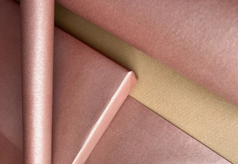 Pink Rose Gold Ribbed Christmas Eco Friendly Gift Wrapping Paper, 100% Recycled & Recyclable, Kraft Wrapping Paper