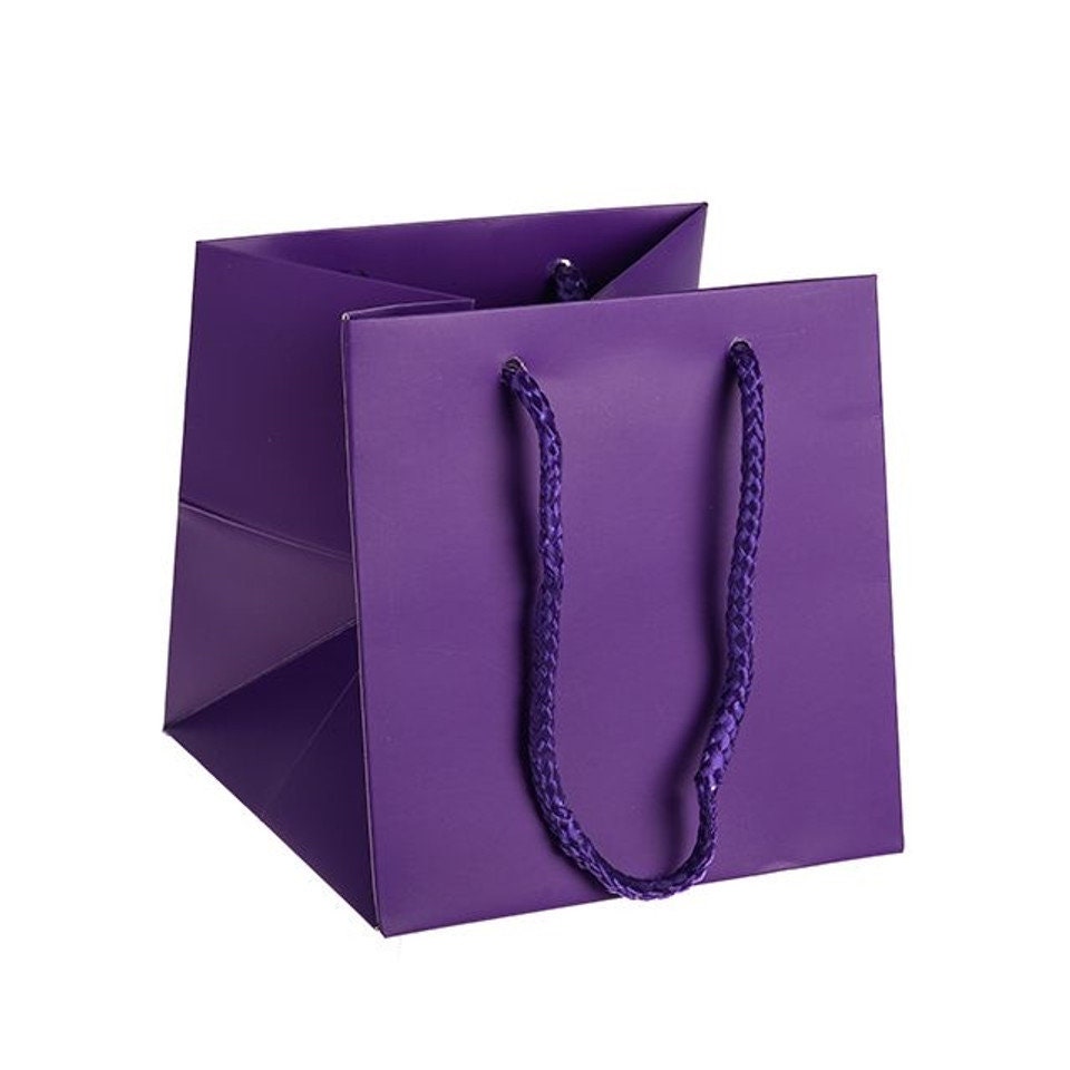 Premium Luxury Purple Paper Wedding Christmas Birthday Favour Hand Tie Gift Bags With Cotton Handles 17 x 17 x 17 cm