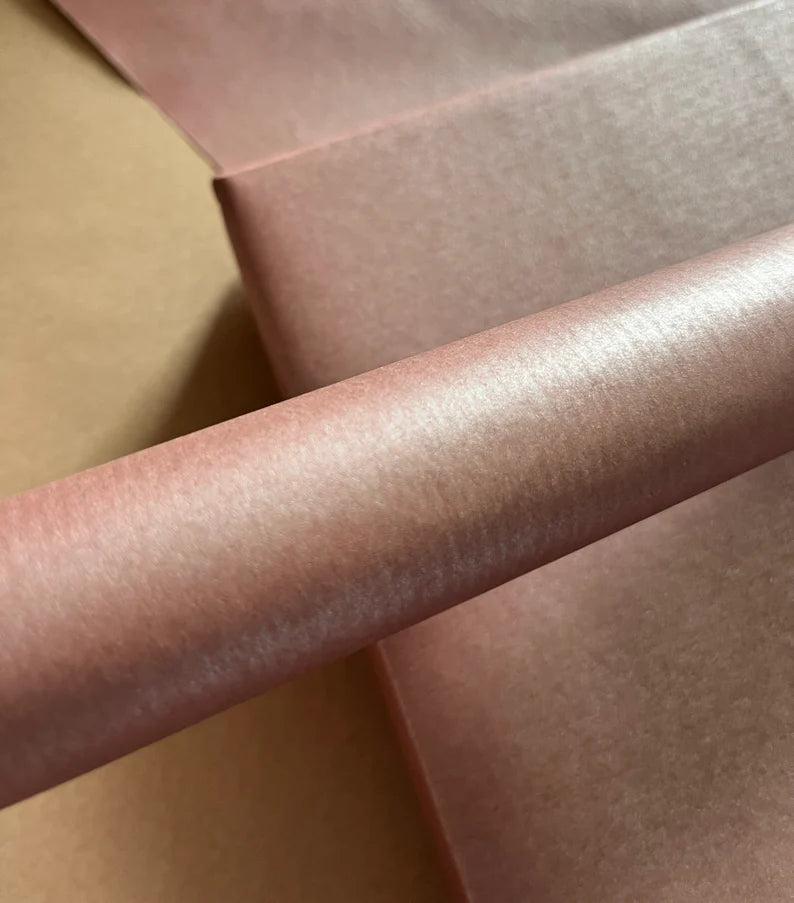 Pink Rose Gold Ribbed Christmas Eco Friendly Gift Wrapping Paper, 100% Recycled & Recyclable, Kraft Wrapping Paper