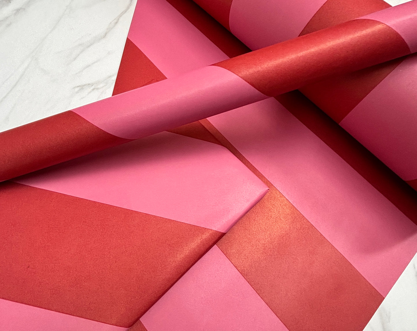 Wrapping Paper Pink Painted Stripes 50CM Wide Eco Friendly, 100% Recycled Kraft | Recyclable, Sustainable, Plastic Free Gift Wrap