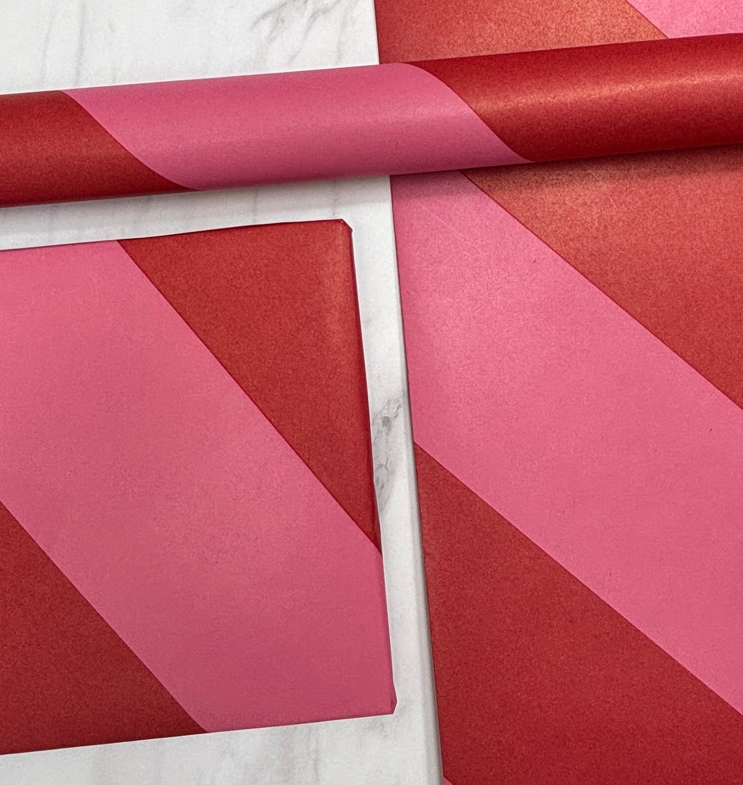Wrapping Paper Pink Painted Stripes 50CM Wide Eco Friendly, 100% Recycled Kraft | Recyclable, Sustainable, Plastic Free Gift Wrap