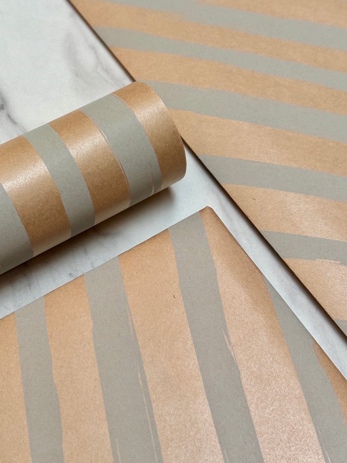 Wrapping Paper Blue Painted Stripes 50CM Wide Eco Friendly, 100% Recycled Kraft | Recyclable, Sustainable, Plastic Free Gift Wrap (Copy)