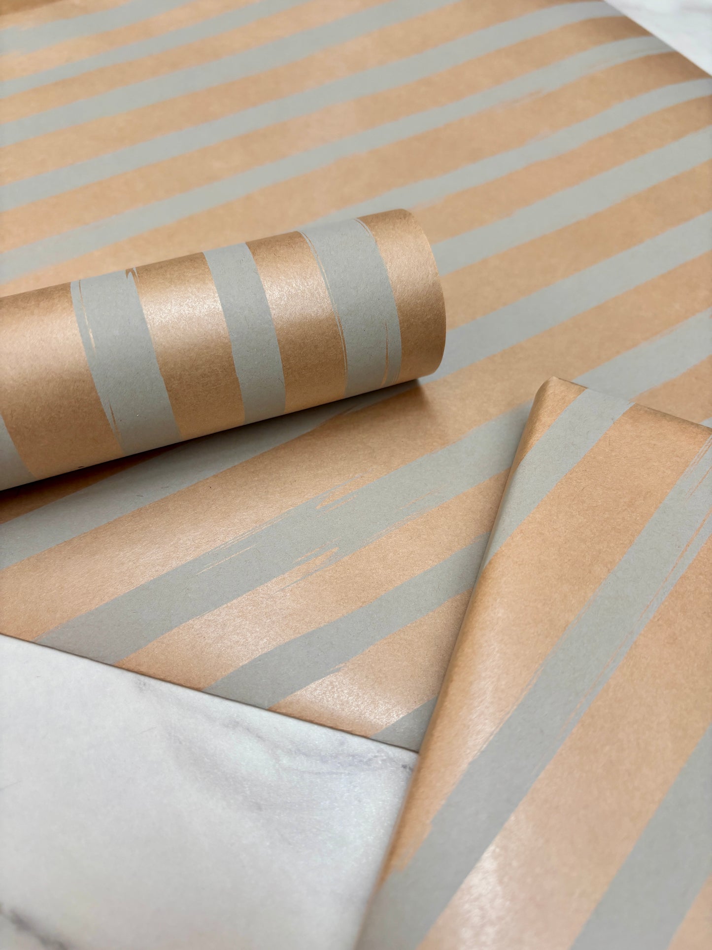 Wrapping Paper Blue Painted Stripes 50CM Wide Eco Friendly, 100% Recycled Kraft | Recyclable, Sustainable, Plastic Free Gift Wrap (Copy)