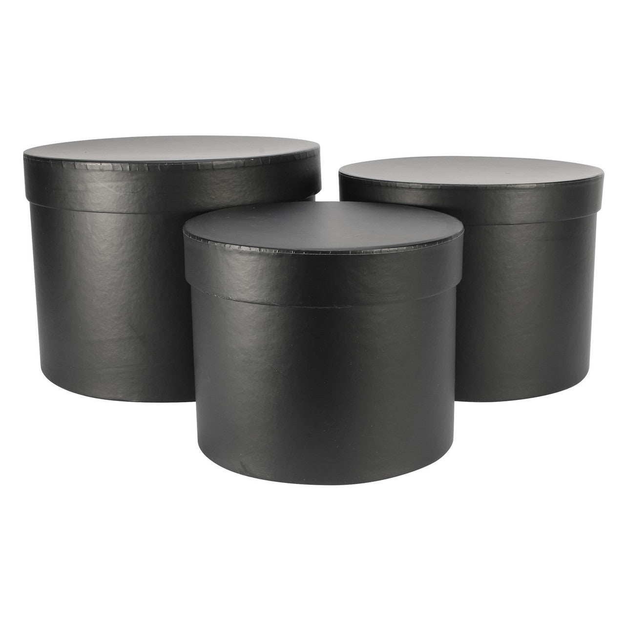 Hat Boxes Set Of 3 Round Storage Boxes, Black, Designer Flower Pot, Eco Friendly