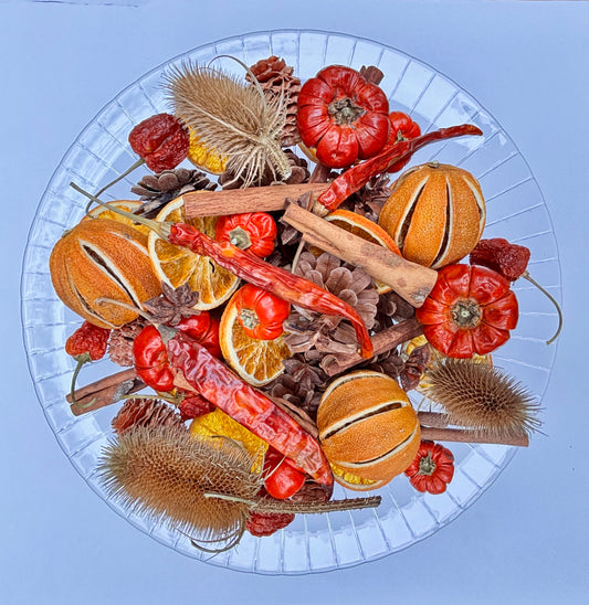 Dried Natural Potpourri Mix – Oranges, Pine Cones, Cinnamon, Chillies & Mini Pumpkins – Festive Bowl Filler, Wreath & Craft Supplies