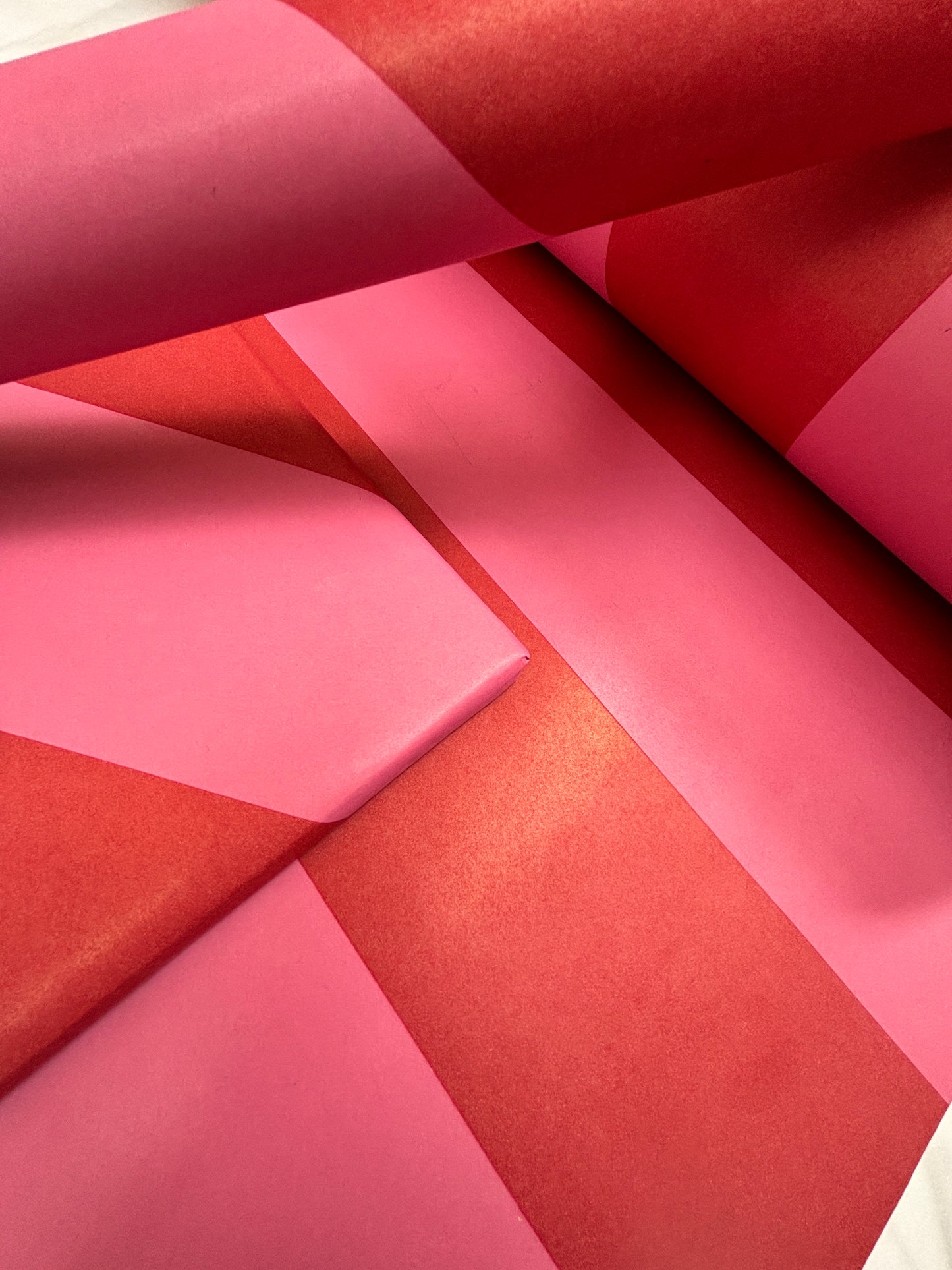 Wrapping Paper Pink Painted Stripes 50CM Wide Eco Friendly, 100% Recycled Kraft | Recyclable, Sustainable, Plastic Free Gift Wrap