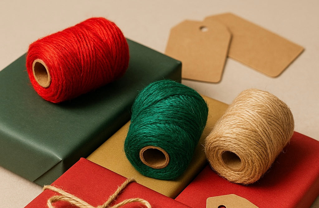 Christmas Twine Set – Red, Green & Natural Jute Cord – 30m Rolls (2mm) – Eco Friendly Gift Wrapping String | ITSALLECO
