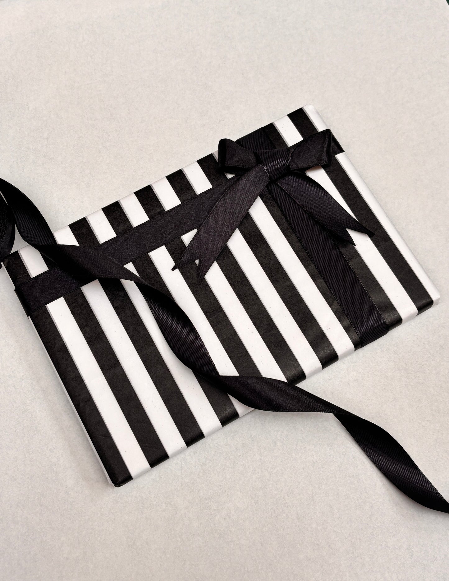 Tissue Paper Black & White Stripe Luxury Thick 18GSM Sheets Eco Friendly Full Size 75cm x 50cm 1-10 Sheets Folded