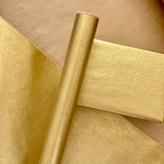 Wrapping Paper Gold 50CM Wide Eco Friendly, 100% Recycled Kraft | Recyclable, Sustainable, Plastic Free Gift Wrap