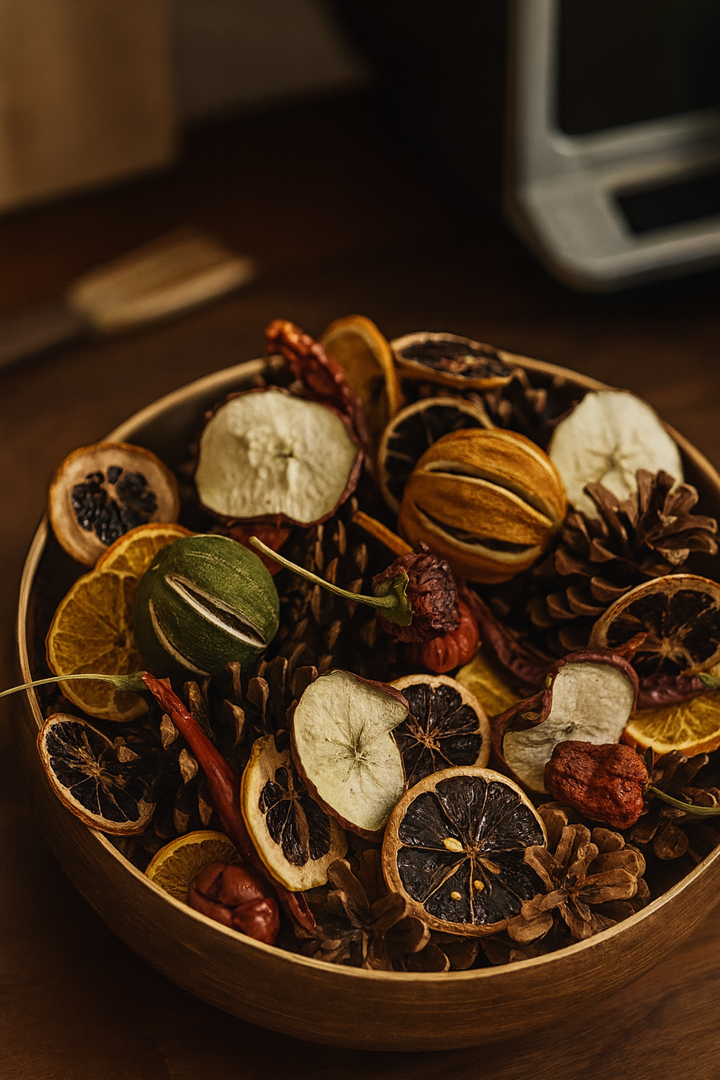 Winter sweet & spicy christmas dried fruit, cones and chilli potpourri mix 450g approx