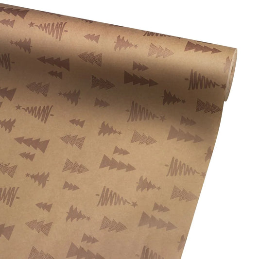 Christmas Wrapping Paper Rose Gold Trees 50CM Wide Eco Friendly Recycled Kraft | Recyclable, Sustainable, Plastic Free Gift Wrap