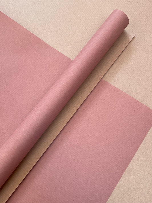 Wrapping Paper Dusky Baby Pink 50CM Wide Eco Friendly, 100% Recycled Kraft | Recyclable, Sustainable, Plastic Free Gift Wrap