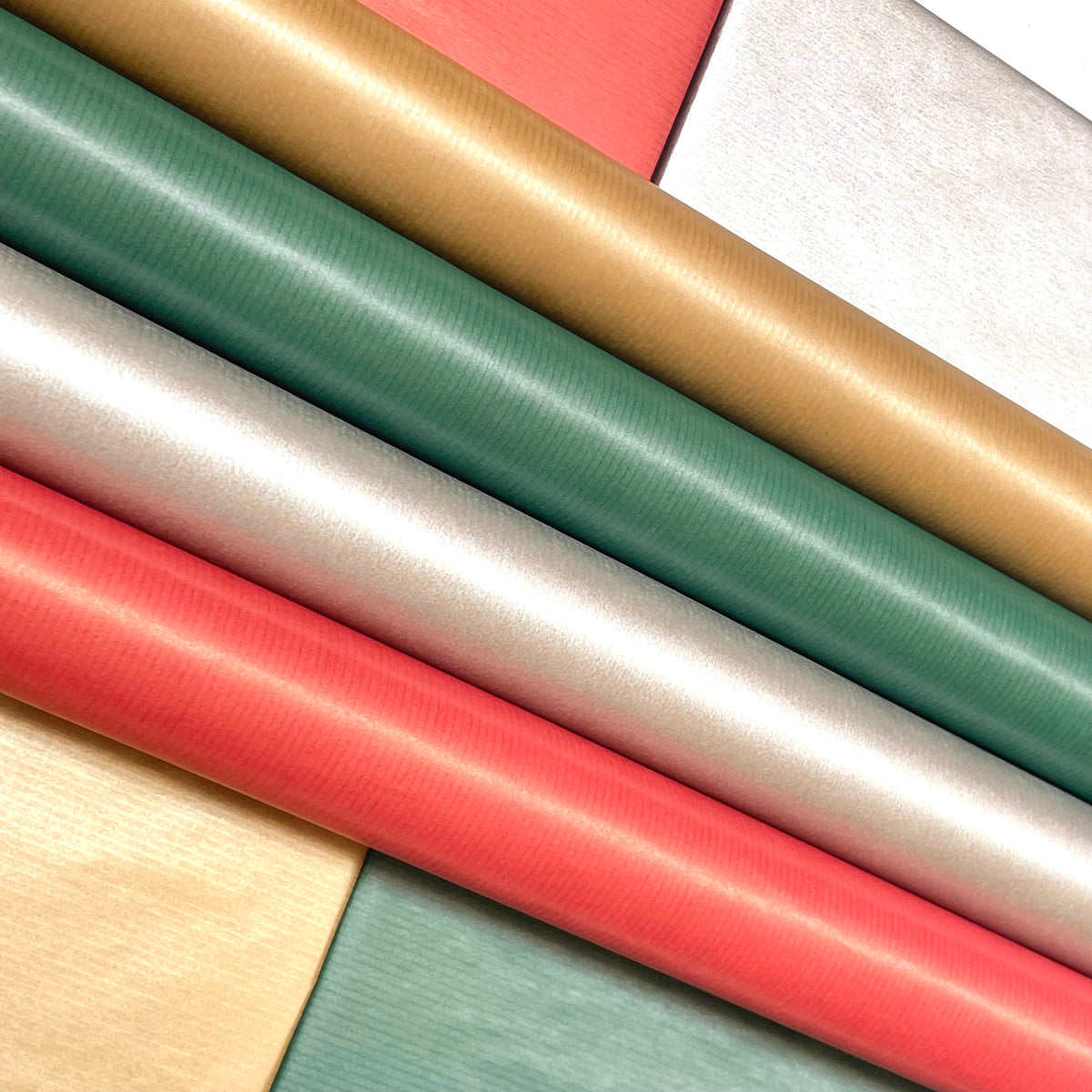 Christmas Red, Silver, Green & Gold Kraft Wrapping Paper – 4 Colour Bundle