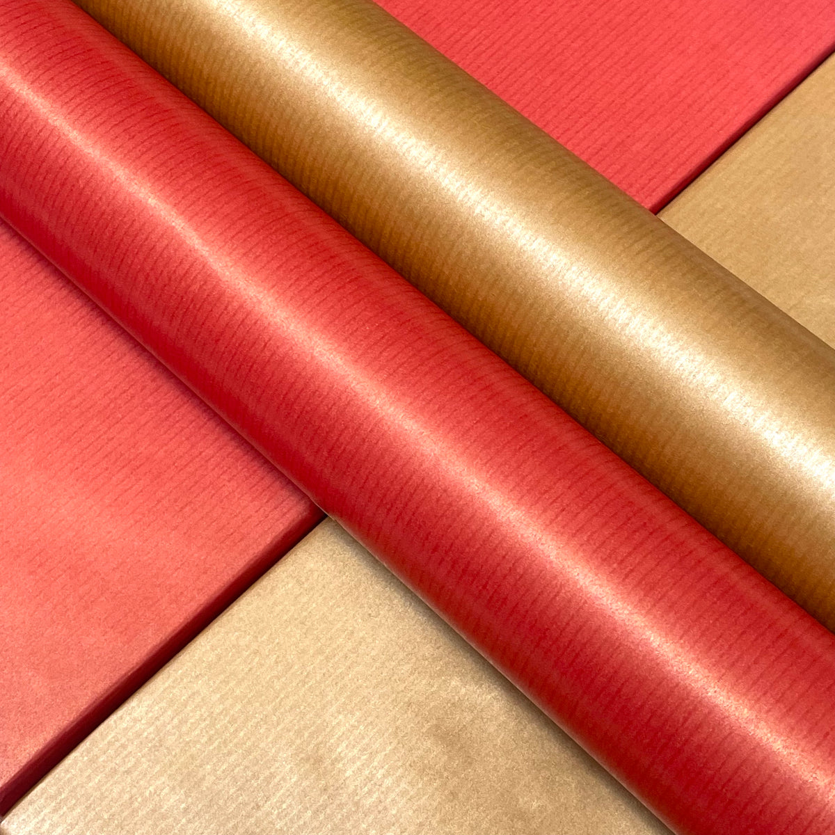 Christmas Red & Gold Kraft Wrapping Paper – 2 Colour Bundle