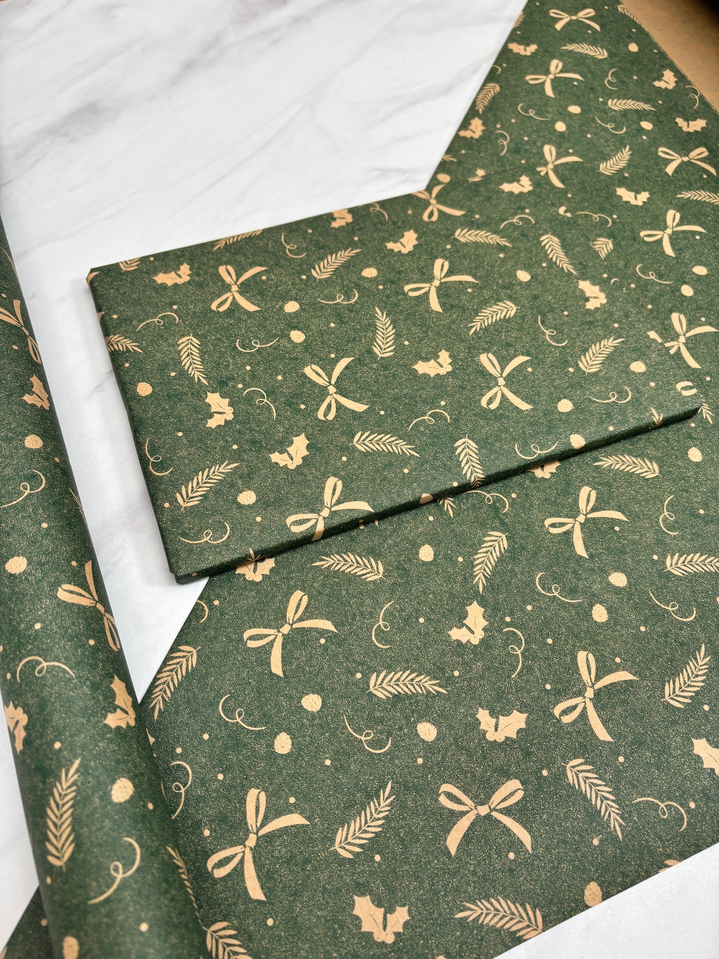 Wrapping Paper Christmas Festive Elements 50CM Wide Eco Friendly, 100% Recycled Kraft | Recyclable, Sustainable, Plastic Free Gift Wrap