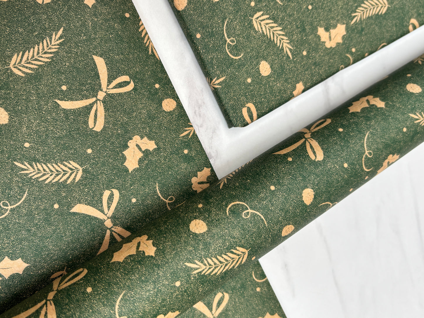 Wrapping Paper Christmas Festive Elements 50CM Wide Eco Friendly, 100% Recycled Kraft | Recyclable, Sustainable, Plastic Free Gift Wrap