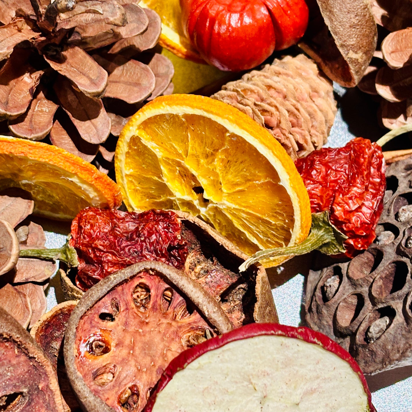 Spooky Spice Halloween Dried Fruit Mix 375g – Mini Pumpkins, Orange & Apple Slices, Pine Cones, Cinnamon & Chillies | Eco Autumn Display Decor