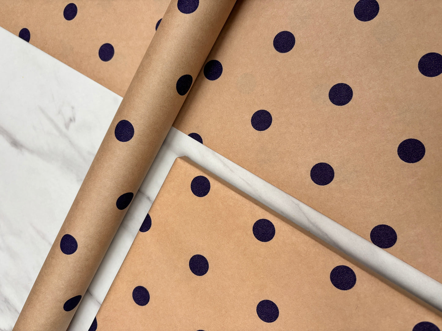Wrapping Paper Polka Dot Spots (7 Colours) 50CM Wide Eco Friendly, 100% Recycled Kraft | Recyclable, Sustainable, Plastic Free Gift Wrap