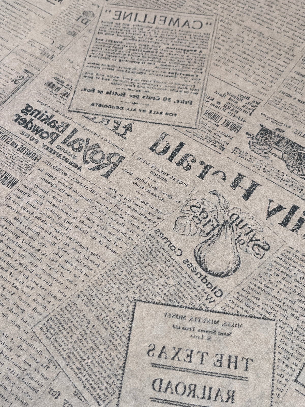 Wrapping Paper Reverse Vintage News Print 50CM Wide Eco Friendly Recycled Kraft | Recyclable, Sustainable, Plastic Free Gift Wrap
