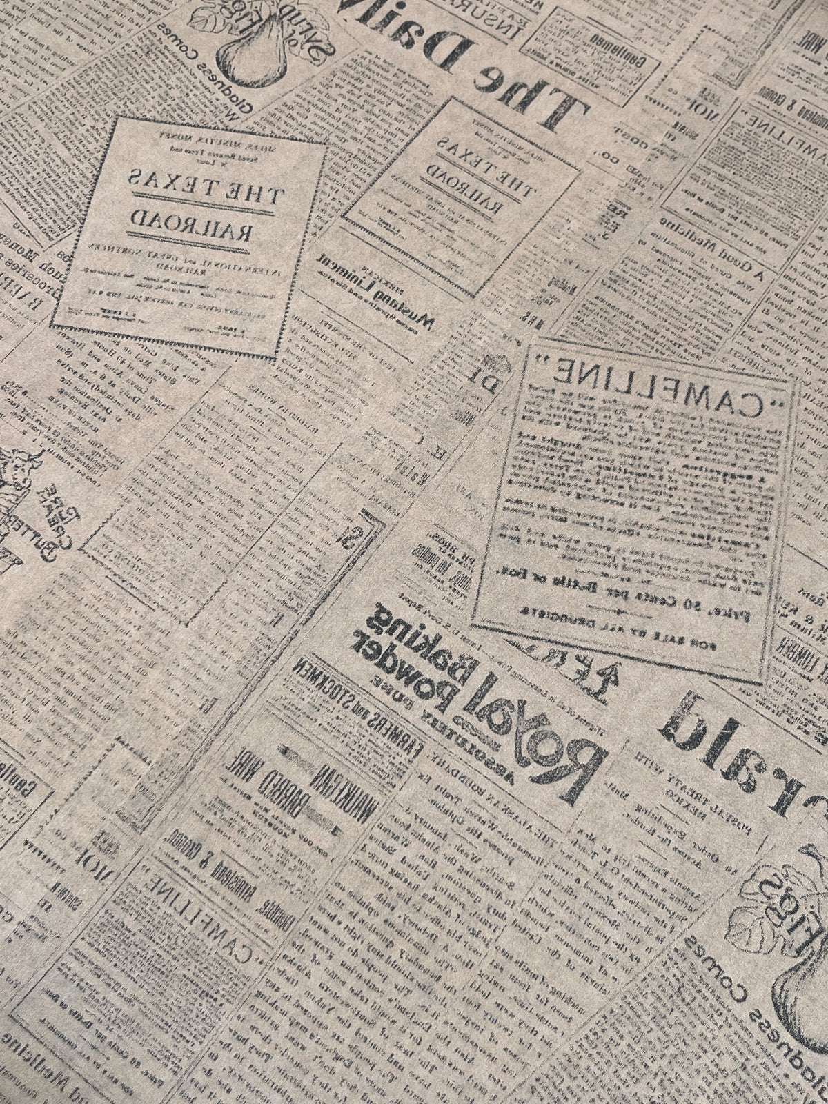 Wrapping Paper Reverse Vintage News Print 50CM Wide Eco Friendly Recycled Kraft | Recyclable, Sustainable, Plastic Free Gift Wrap