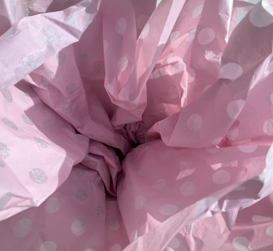 Baby Pink White Polka Dot Tissue Paper 3 x Sheets-Perfect for Birthdays-Mothers Day-Easter-New Born, Gift Wrap-Luxury Tissue Paper Sheets.