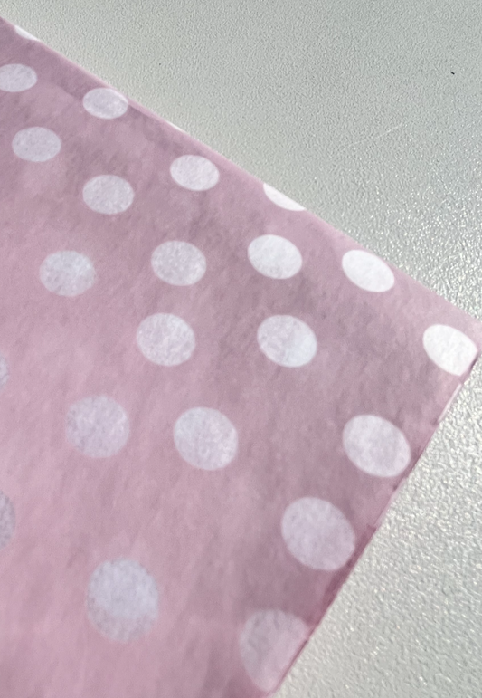 Baby Pink White Polka Dot Tissue Paper 3 x Sheets-Perfect for Birthdays-Mothers Day-Easter-New Born, Gift Wrap-Luxury Tissue Paper Sheets.