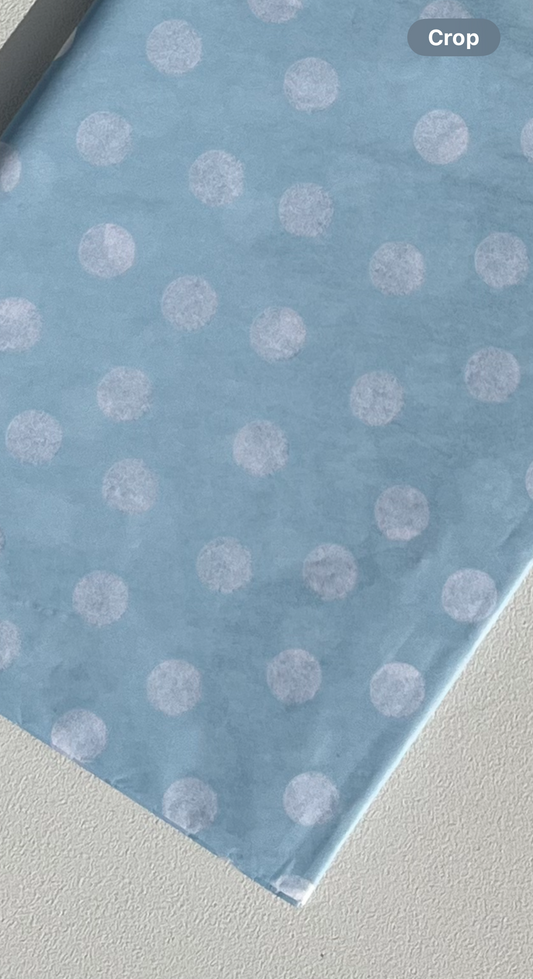 Baby Blue White Polka Dot Tissue Paper 3 x Sheets-Perfect for Birthdays-Fathers Day-Easter-New Born, Gift Wrap-Luxury Tissue Paper Sheets.