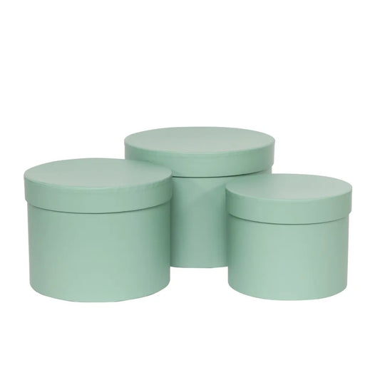 Hat Boxes Set Of 3 Round Storage Boxes, Soft Green, Designer Flower Pot, Eco Friendly