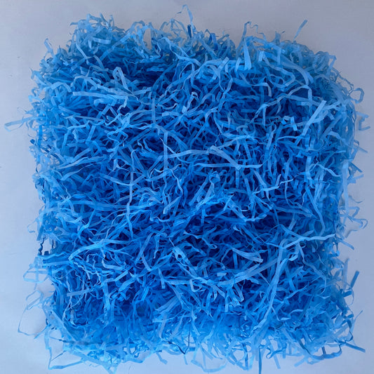 Blue shredded paper filler 25g eco friendly recycled packaging fill