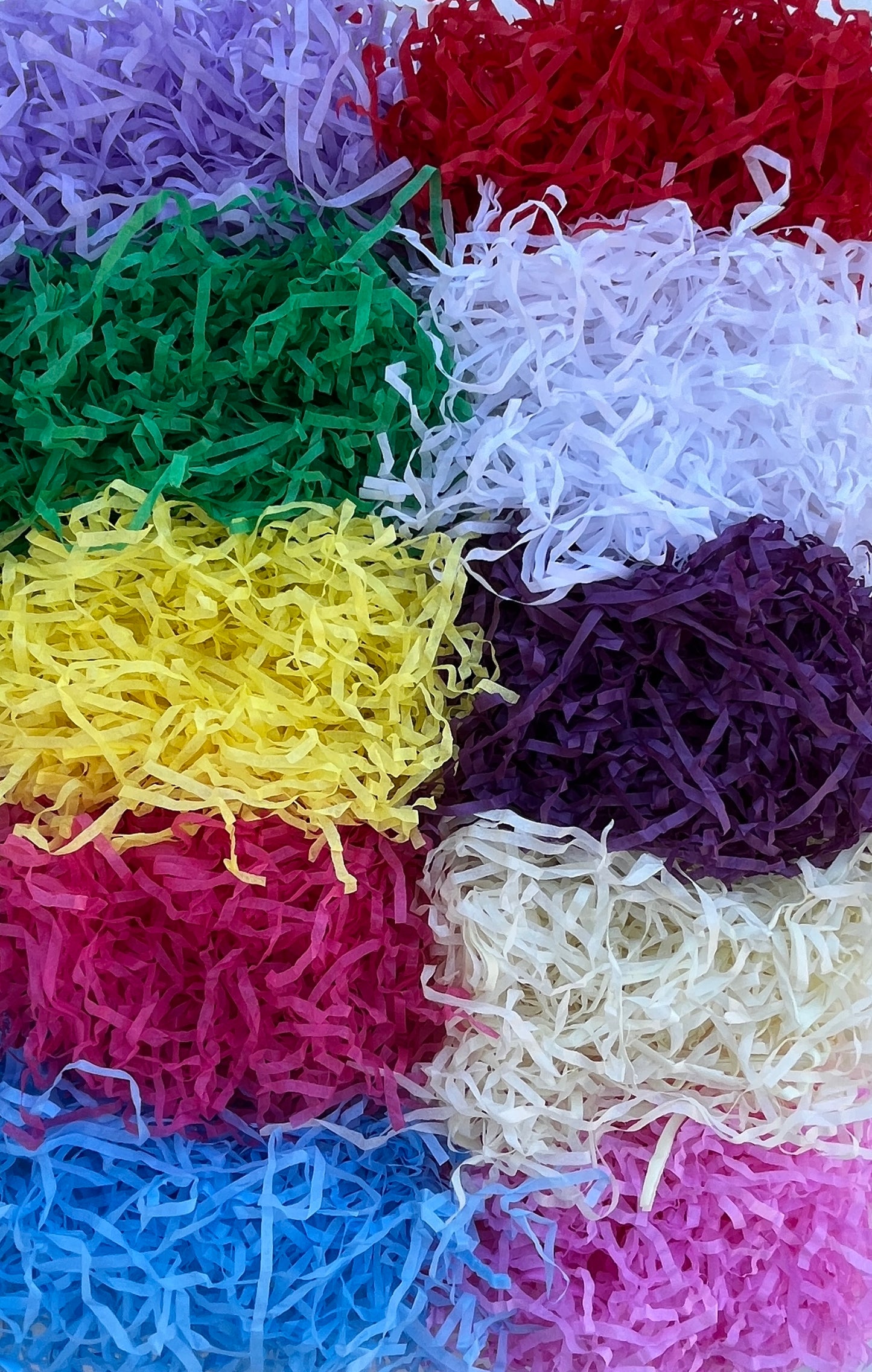 Shredded paper filler colour range eco friendly packaging fill multiple colours available