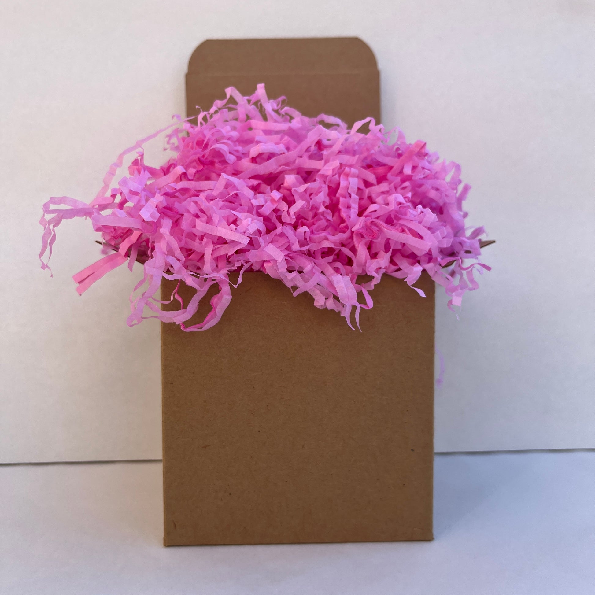 Pale Pink shredded paper in gift box packaging eco friendly filler