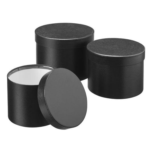 Hat Boxes Set Of 3 Round Storage Boxes, Black, Designer Flower Pot, Eco Friendly Symphony