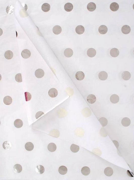 Silver Polka Dot Tissue Paper Sheets, Luxury Foil Tissue paper Birthday, Special Occasions, Gift Wrapping Paper, Luxury Eco Friendly Gift Wrap